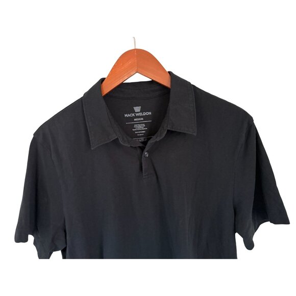 Mack Weldon Black Polo Shirt Medium 100% Pima Cotton Short Sleeve Mens Classic C - Picture 4 of 5